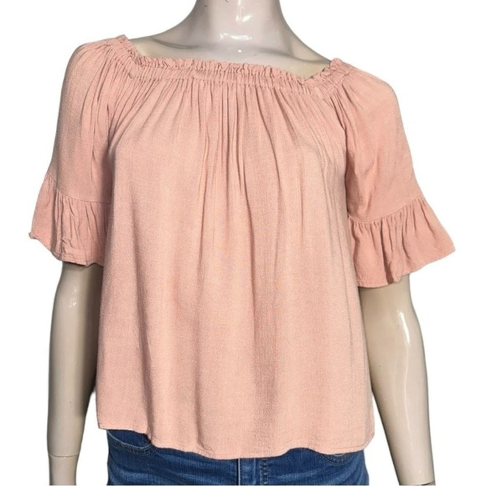 PPLA Clothing Women’s Size S Mauve Dusty Rose Pink Off the Shoulder Boho Top